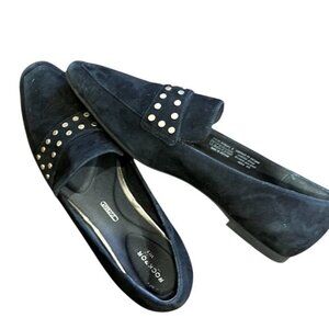 Rockport Black Suede Loafers Total Motion Laylani Stud Leather Slip-on Sz 7 Gold
